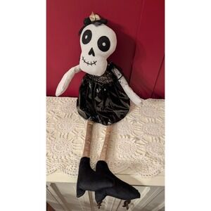 Halloween Plush Skeleton Girl Doll Weighted Shelf Sitter dia de los muertos 22"